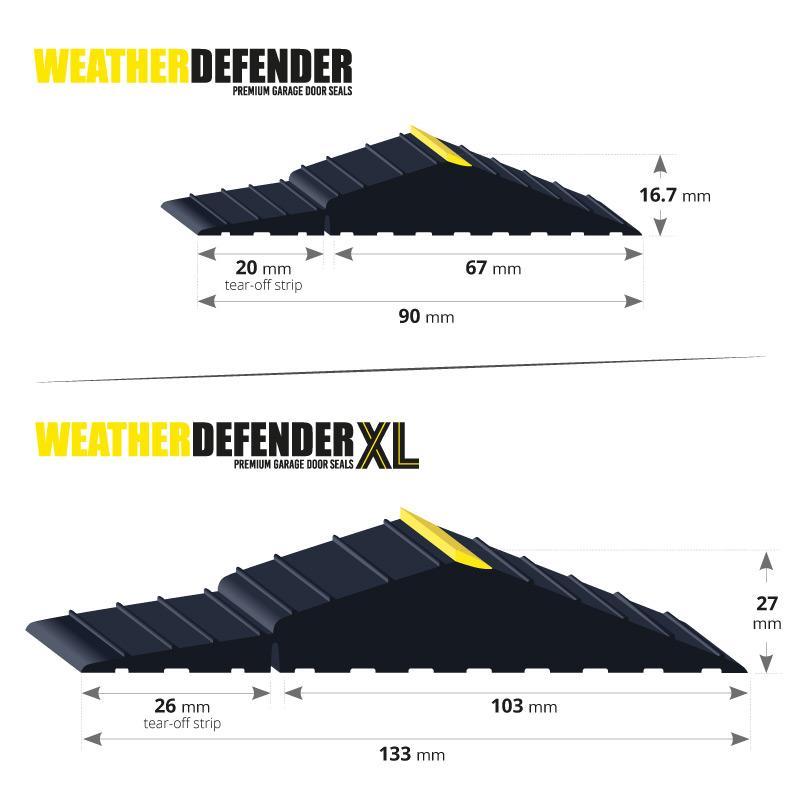 Těsnící lišta garážových vrat - XL - Weather Defender - metr