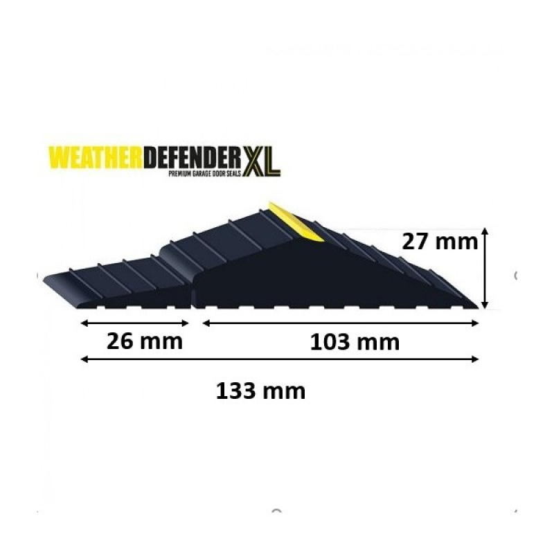 Těsnící lišta garážových vrat - XL - Weather Defender - cena za metr 2