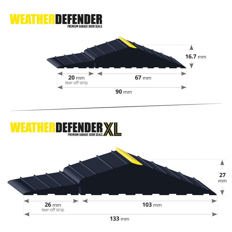Těsnící lišta garážových vrat - XL - Weather Defender - metr